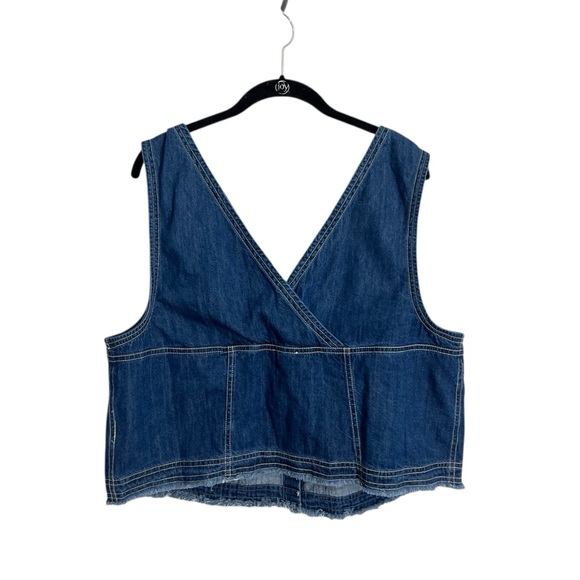 Anthropologie Pilcro coastal cutoff v-neck denim top button down size XL vest - Picture 3 of 14